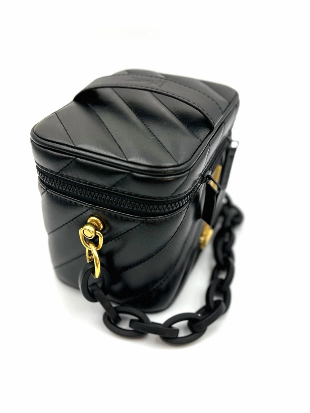 YSL NEW with box Saint Laurent Black Quilted Vanity Bag with Gold YSL Logo. - Picture 7 of 9